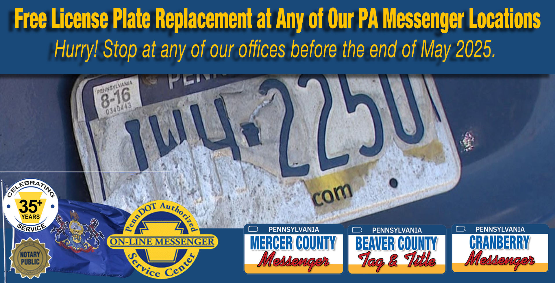 Peeling PA License Plates